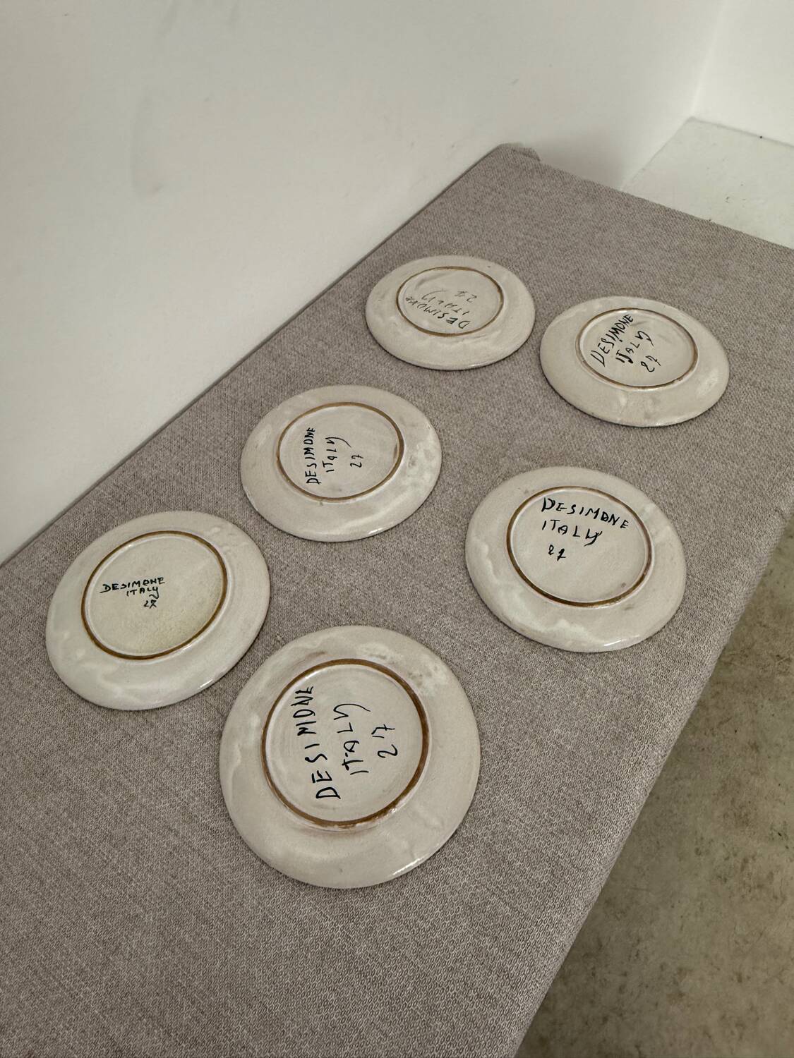 Italian ceramic plate set signed Desimone Italy fish decor 60s vintage