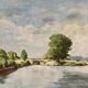 Painting of the lock and the beach of Neuilly Sur Marne signed by Bern 1948