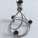 Vintage 4-light candlestick in silver-plated metal, Space Age design from the 60s.