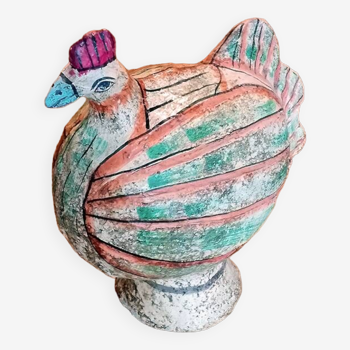 Decorative hen in painted composition