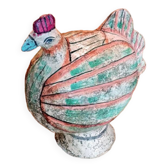 Decorative hen in painted composition