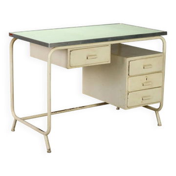Bureau d’écriture vintage en métal émaillé et stratifié, design, Italie, années 1960