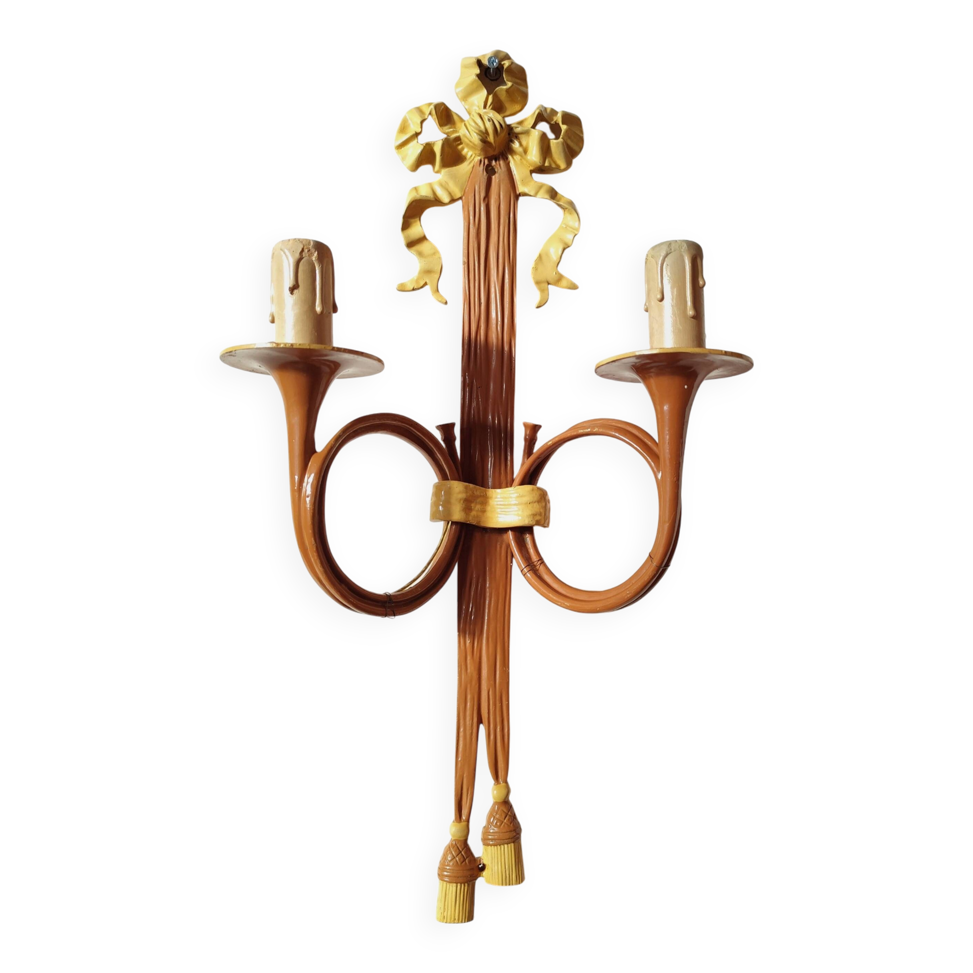 bronze-painted metal wall light, 2 lights, Napoléon III style lamp