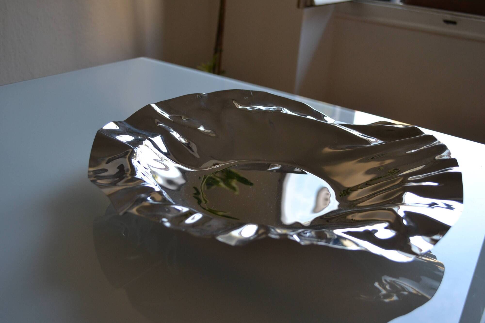Large Alessi stainless steel bowl by Lluis Clotet 2001 Vintage Italy Diam. 38cm