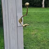 1900s coat rack patina gray mirror brass hooks