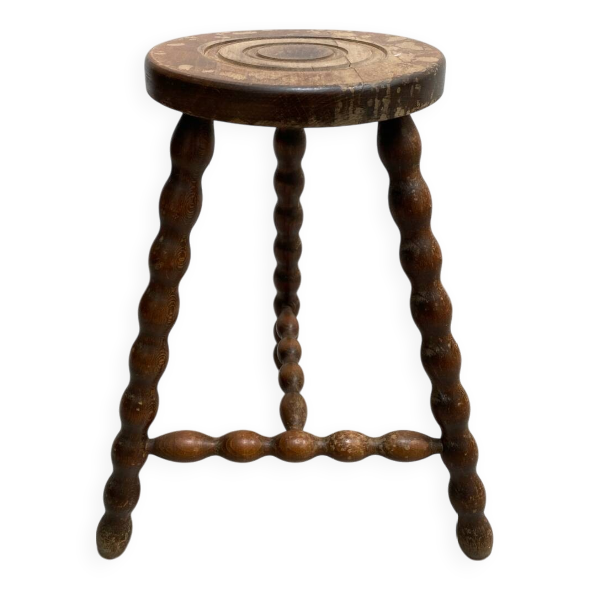 Wooden tripod farm stool