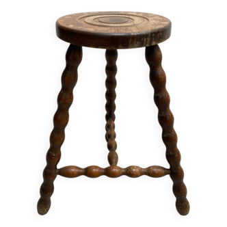 Tabouret de ferme tripode en bois