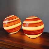 Pair of vintage 80-90 glass ball lamps