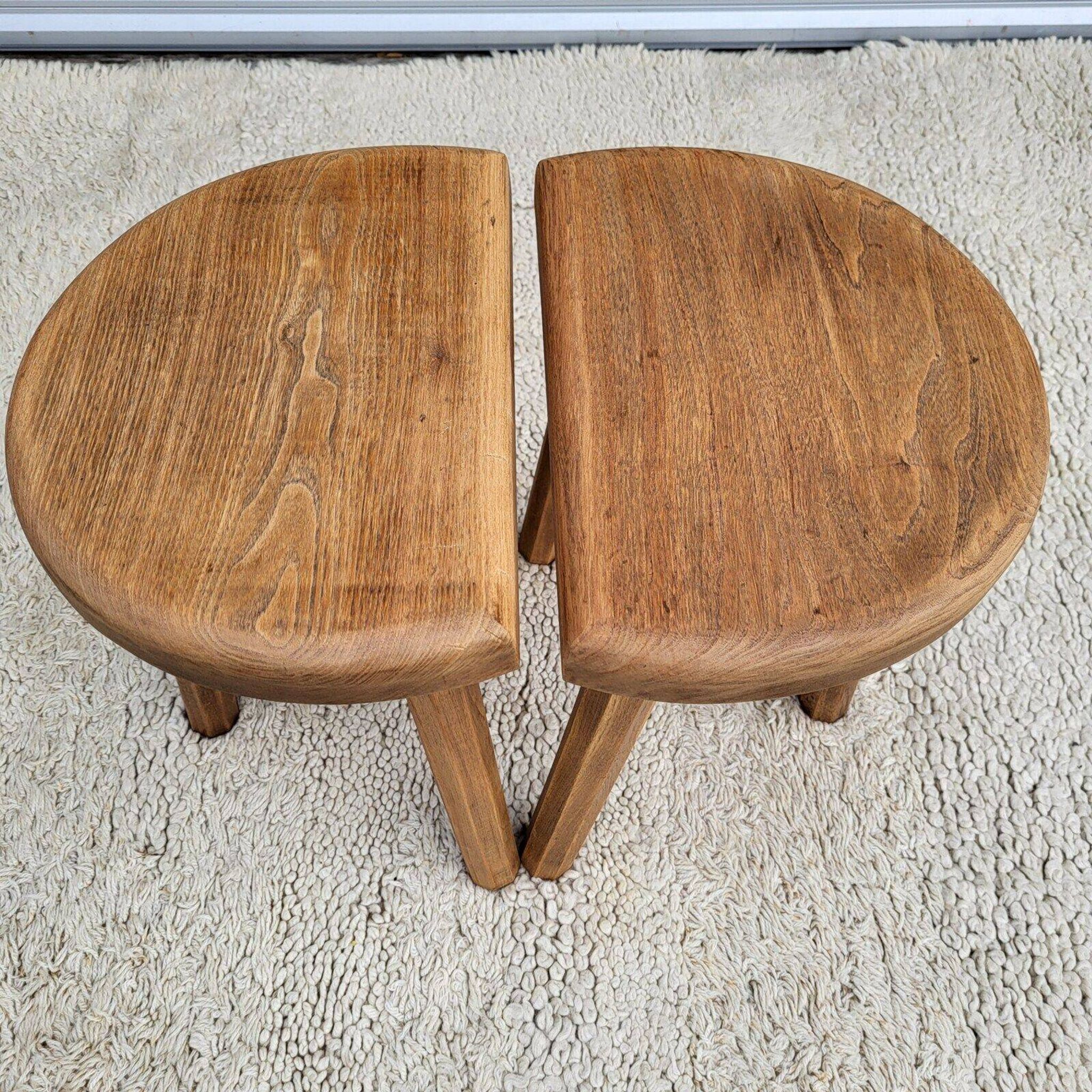 Pair of raw wood milking stools • Brutalist spirit & nature