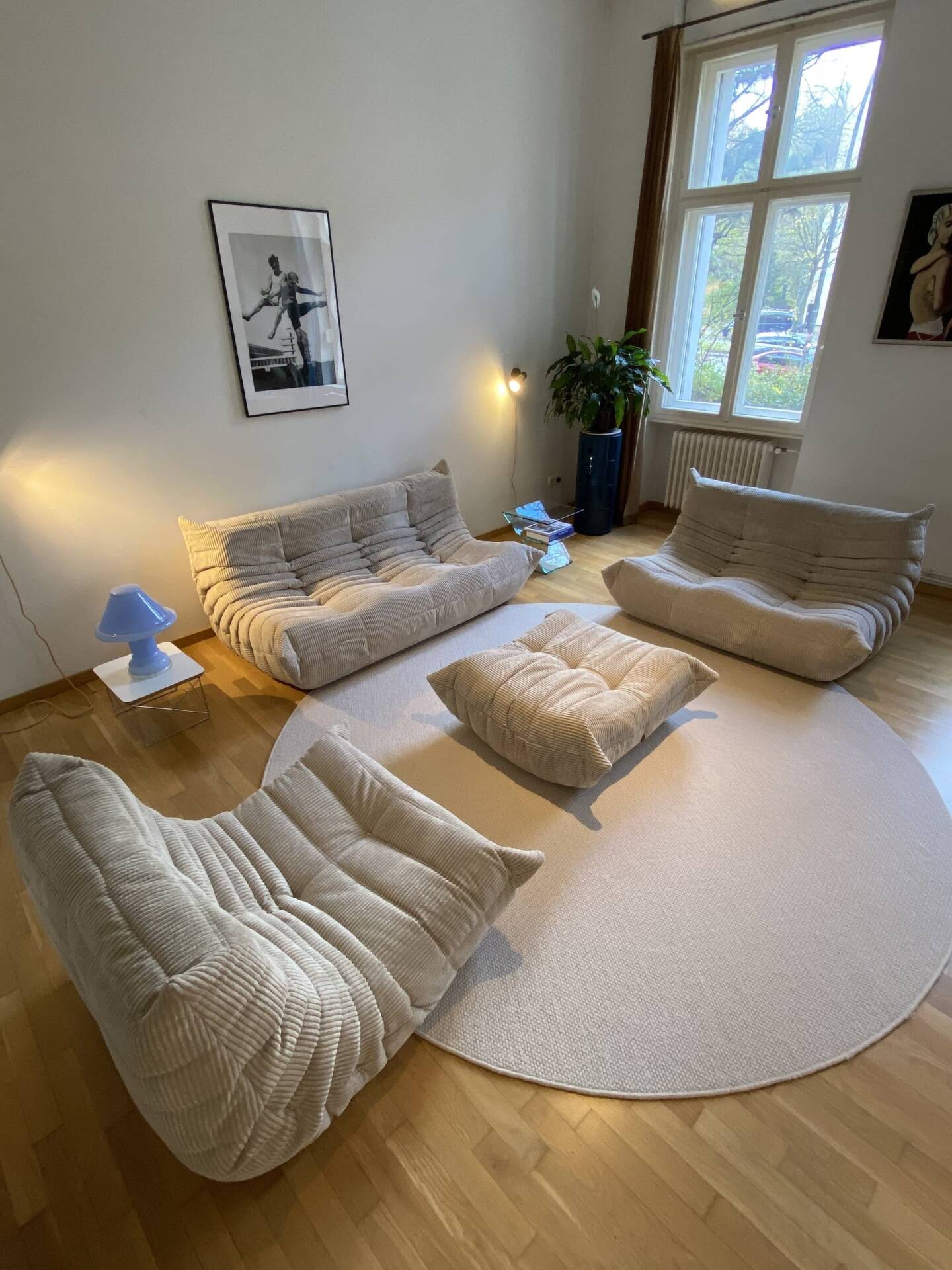 Ligne roset – ensemble togo 4 pièces – velours côtelé beige