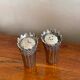Silver metal pepper salt shaker duo