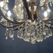 Vintage Bronze & Crystal Chandelier, 15 Lights, 1950s