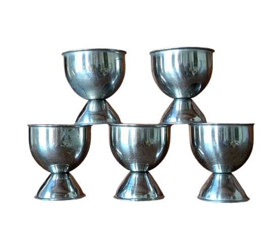 Set of 5 vintage silver-plated egg cups