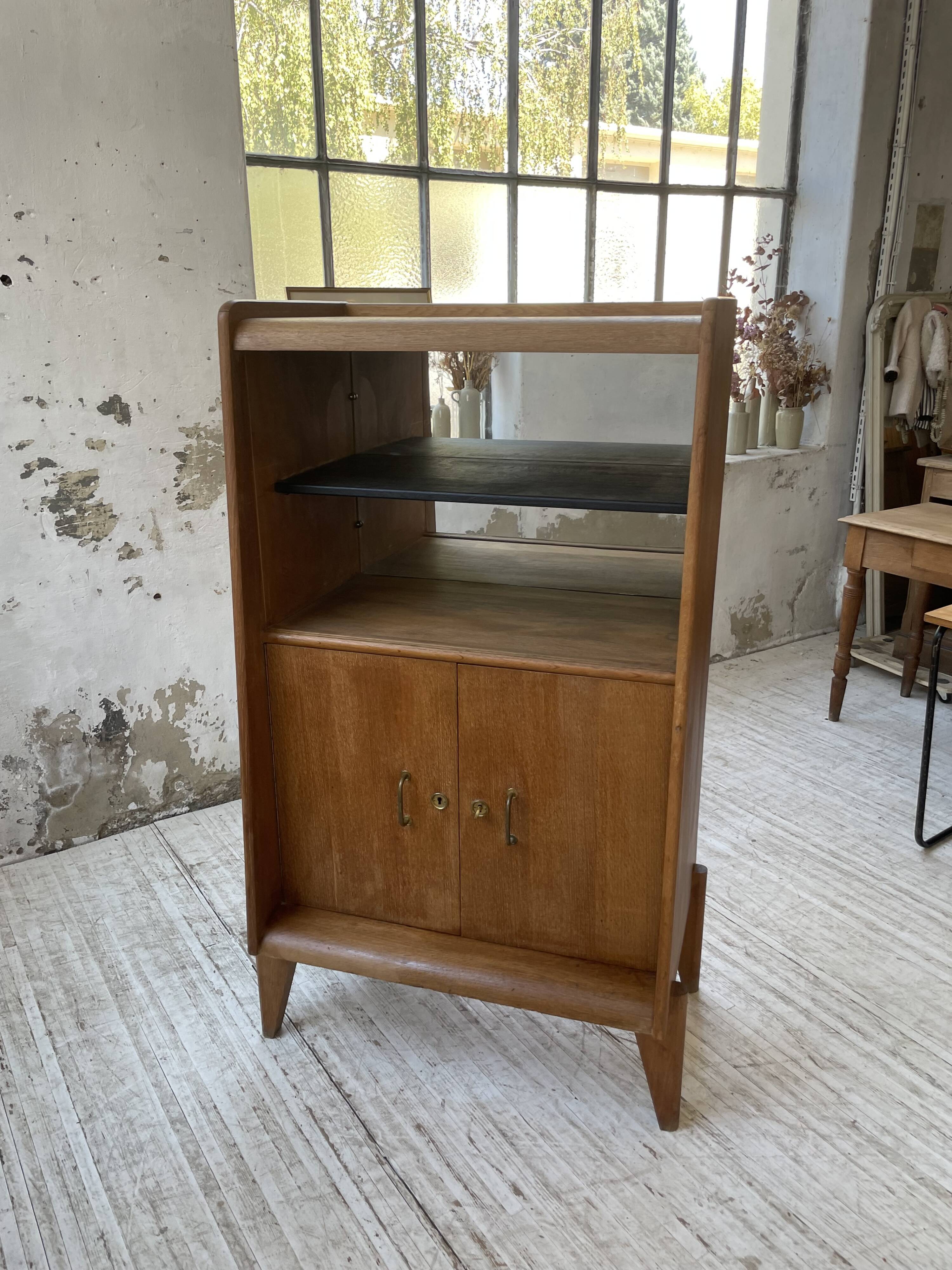 Meuble de rangement secrétaire chêne années 60