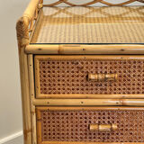Mid-century rattan highboy / tallboy chest of drawers by Angraves, England, 1970