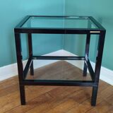 Rectangular table, end of sofa in metal and glass Vintage Vandel stone