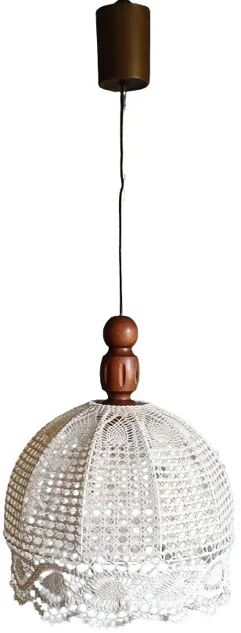 Suspension lampshade with hook and solid wood, ME Leuchten around 1970.