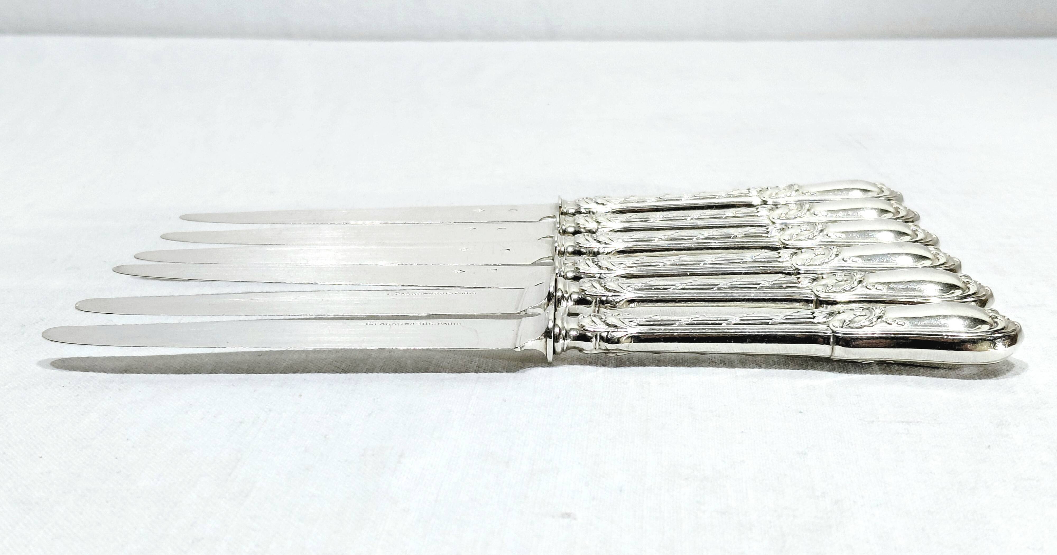 GEORGES FLAKENBERG - 6 SILVER FRUIT KNIVES