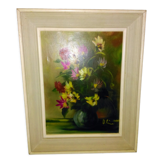 Tableau hst florale signé ancien