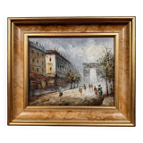 Oil painting on canvas: the Porte Saint Martin Paris 20th century