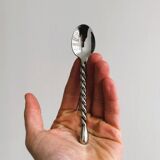 5 small twisted silver metal teaspoons