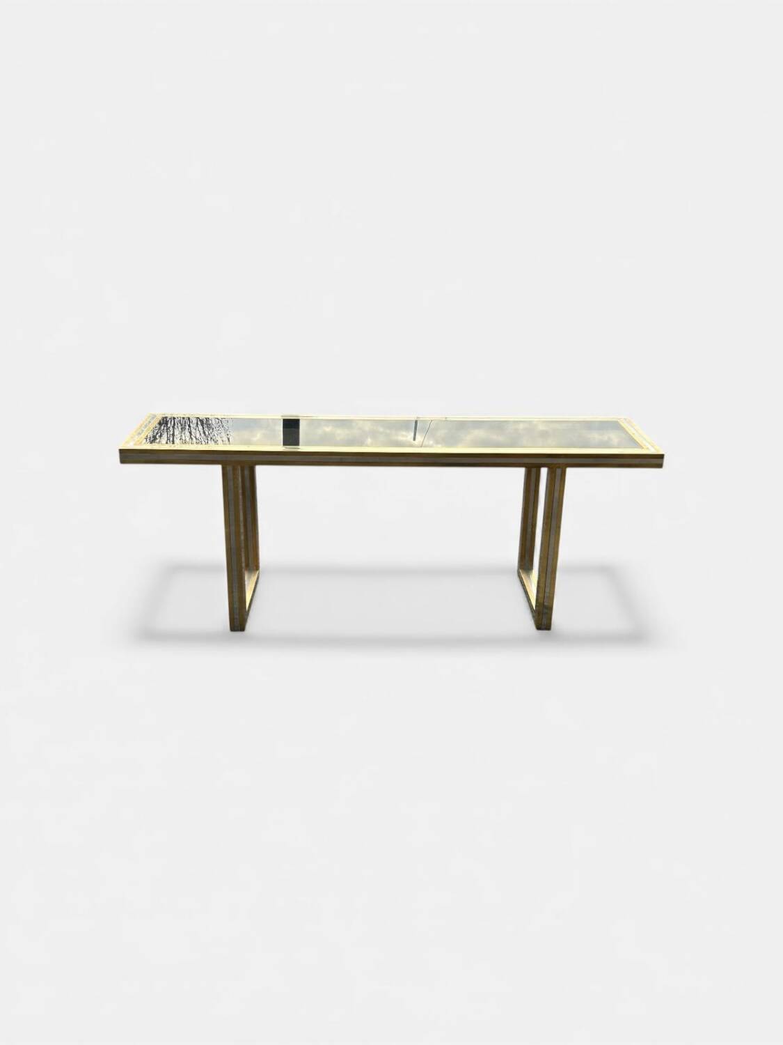 Large brass and glass console by Roméo Rega Italy circa 1970 - L