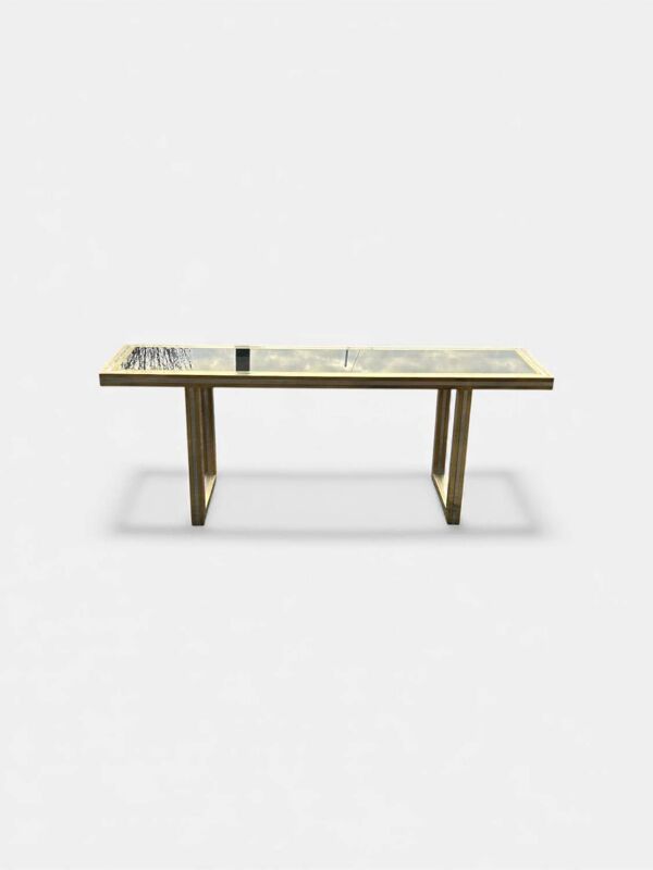 Grande console en laiton et verre par Roméo Rega Italie vers 1970 - L