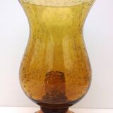 Biot tealight candle holder in blown, bubbled amber glass