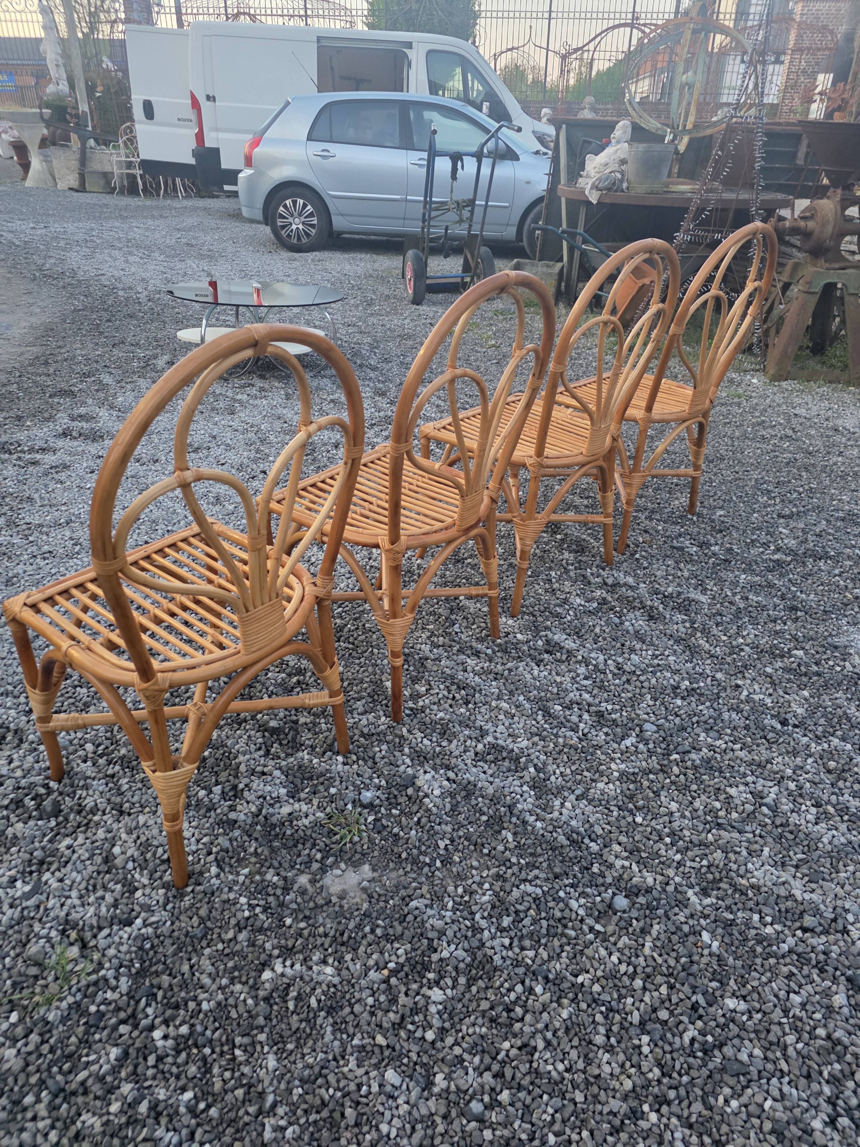 4 rattan chairs from the 1970s