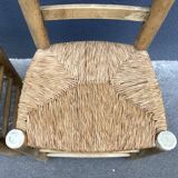 Set of 2 chairs in raw wood and straw from the 50s