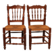 2 rush-seated oak chairs - 19th century