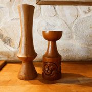 Duo de bougeoirs scandinaves en teck
