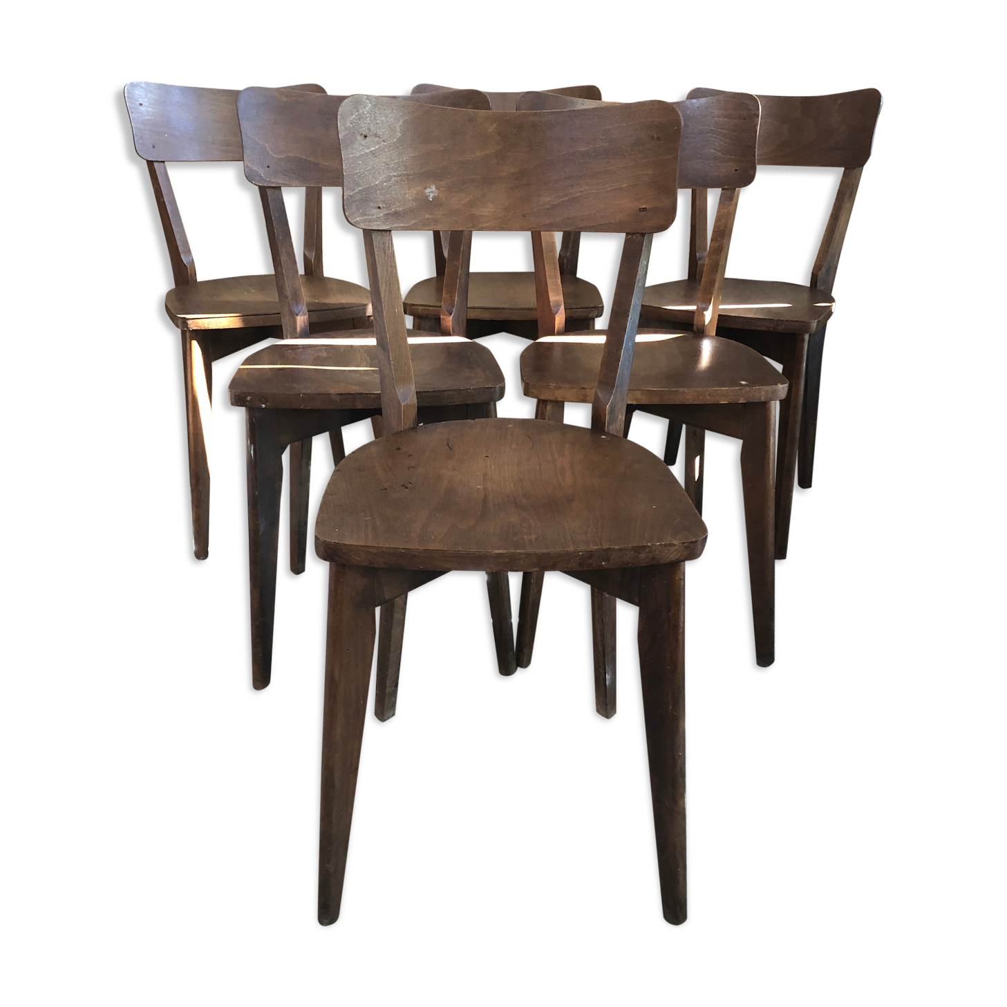 Série de 6 chaises bistrot scandinave bois vintage