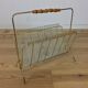 Magazine rack perforated sheet metal and bamboo, 50s