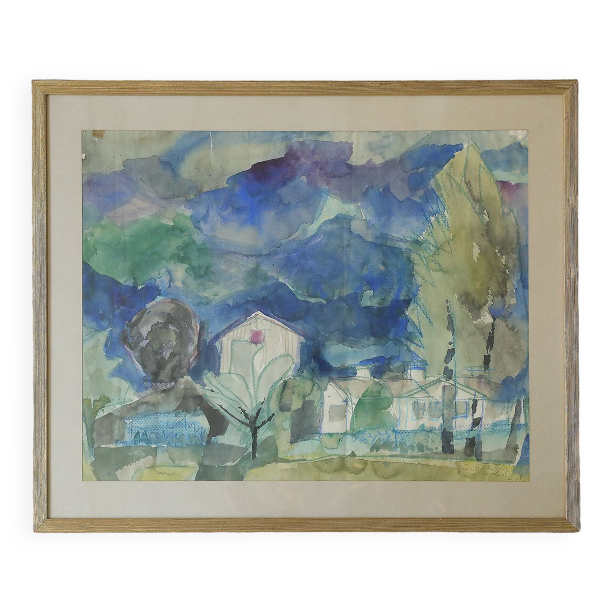 Frideborg Bryth, Watercolour, 1950, Framed