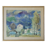 Frideborg Bryth, Aquarelle, 1950, Encadrée