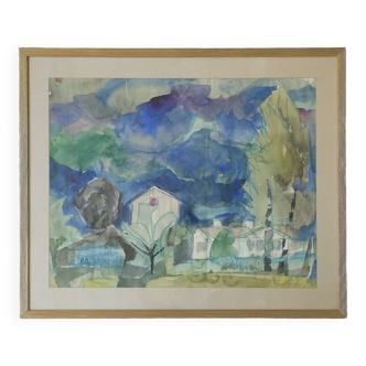 Frideborg Bryth, Watercolor, 1950, Framed