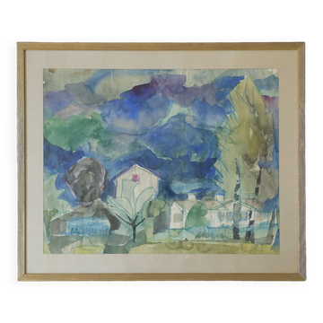 Frideborg Bryth, Watercolour, 1950, Framed