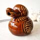 Brown duck slip pitcher from Sarreguemines, France, 1970s