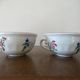 Kg luneville "street lamp" 2 breakfast cups for coffee or tea, earthenware, hand-painted flowers.