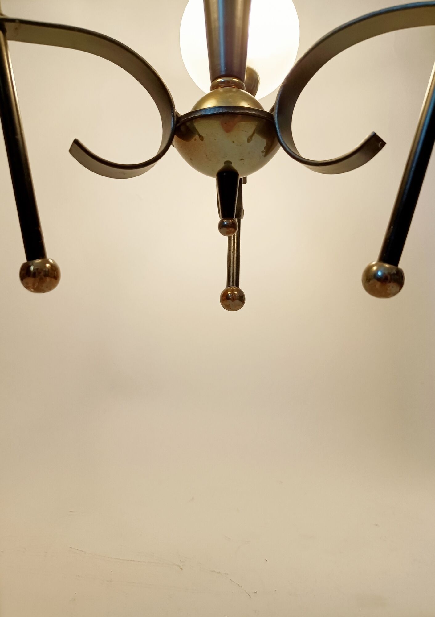 Black and gold lace-up with three arms of vintage 1950 lights