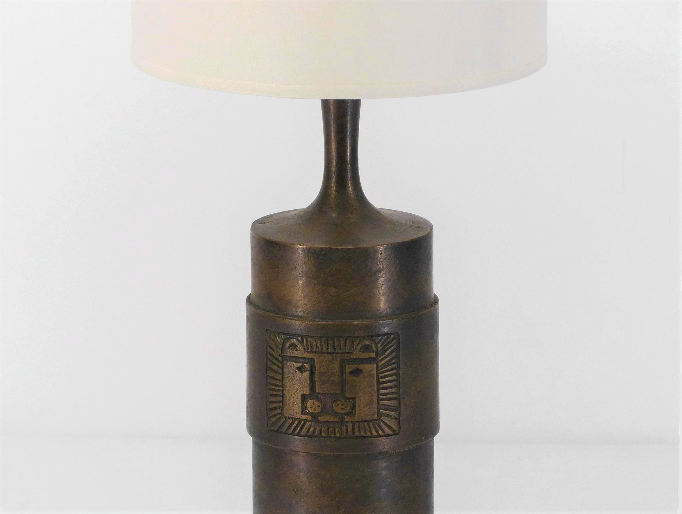 Brutalist bronze lamp Stig Blomberg lion's head 1960