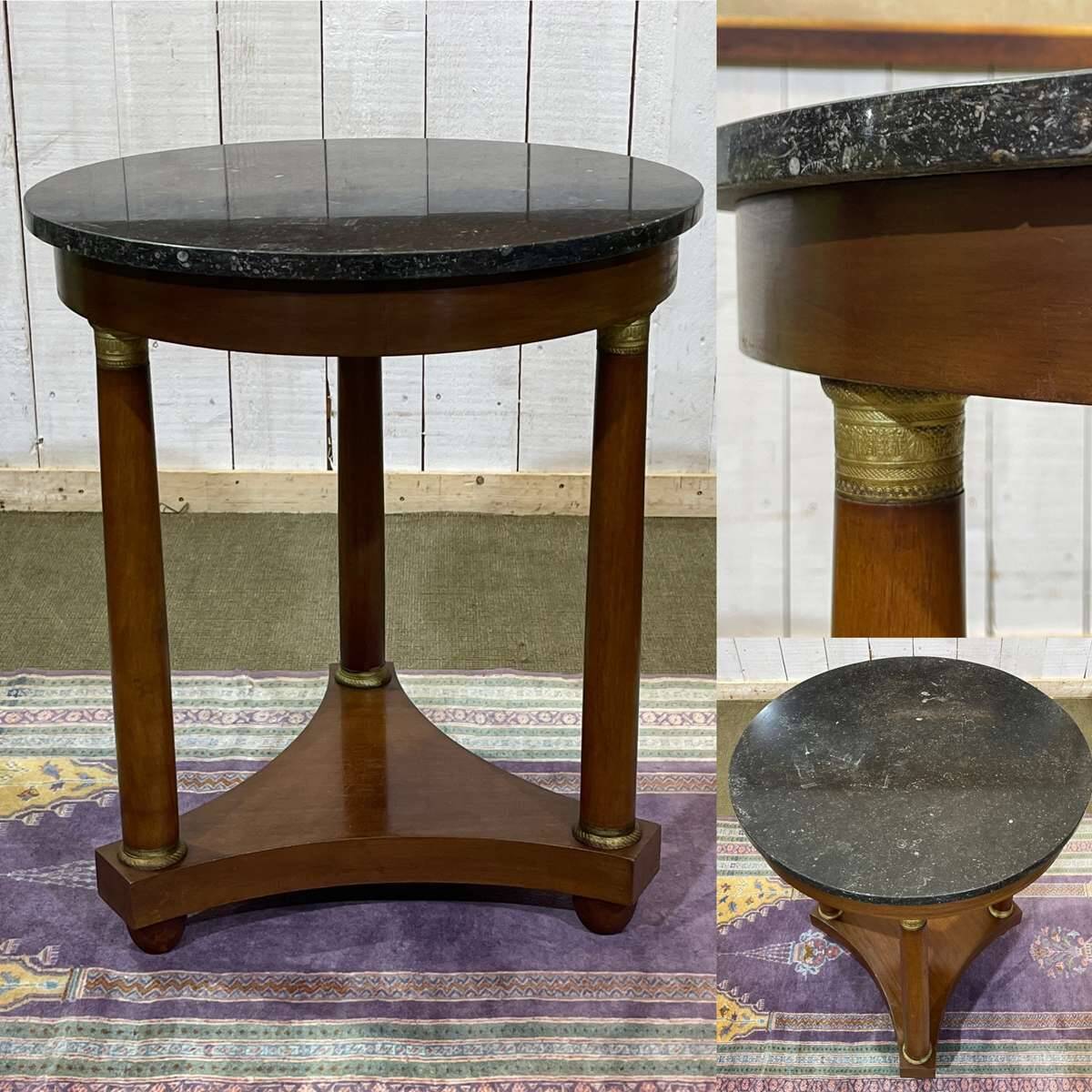 Empire-style side table from the 1950s in mahogany and black marble