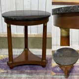 Empire-style side table from the 1950s in mahogany and black marble