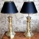 Duo of antique lamps in bronze and brass