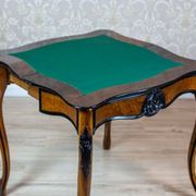 Table de jeu en noyer Louis Philippe antique, années 1890.
