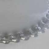 Vintage suspension lamp in white opaline with serrated edges