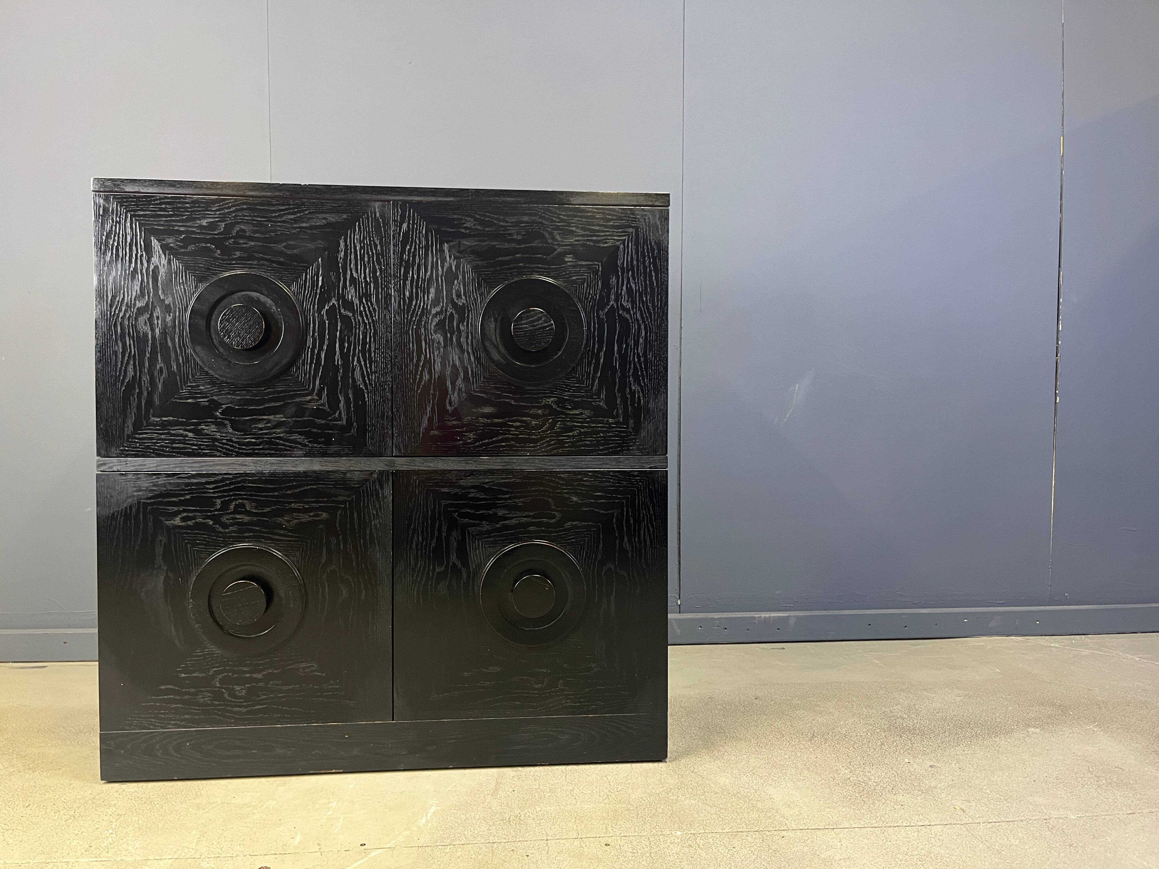 Black brutalist bar cabinet, 1970s