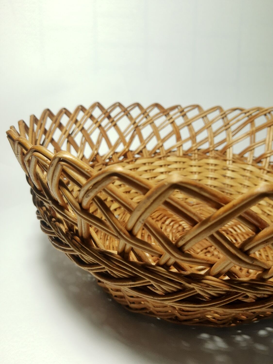 Vintage round wicker basket
