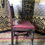 Suite 4 chairs in oak and red leather